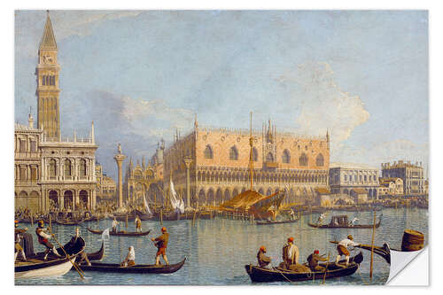 Självhäftande poster Dogenpalast und die Piazetta in Venedig