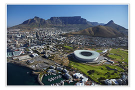Póster  Estádio da Cidade do Cabo e Table Mountain - David Wall