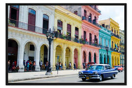 Gerahmter Kunstdruck Pastellfarbene Häuser in Havanna