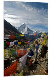 Hartschaumbild Gebetsfahnen und Ama Dablam