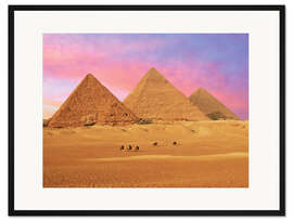 Gerahmter Kunstdruck Pyramiden bei Sonnenuntergang