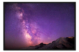 Gerahmter Kunstdruck Milchstraße am violetten Himmel