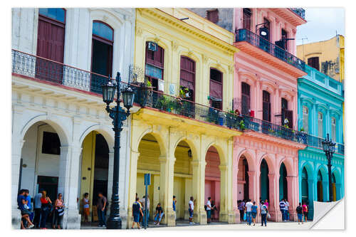 Selvklebende plakat Colorful facades in Havana