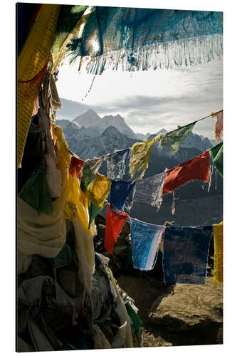 Aluminium print Prayer flags on the Gokyo Ri