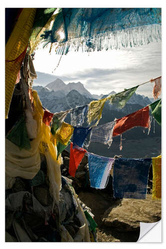 Selvklæbende plakat Prayer flags on the Gokyo Ri