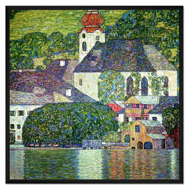 Gerahmter Kunstdruck Kirche in Unterach am Attersee
