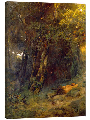 Canvas print Forest landscape with resting pan