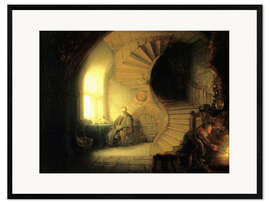 Impressão artística com moldura Filósofo em meditação - Rembrandt van Rijn