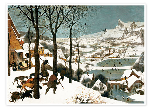 Poster Jagers in de sneeuw