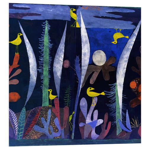 Tableau en PVC Paysage aux oiseaux jaunes 