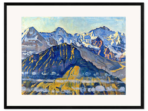 Kunsttryk i ramme Eiger, Mönch og Jungfrau i solen