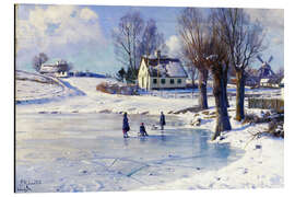 Magnettafel Auf dem zugefrorenen Dorfteich (Lönholt)