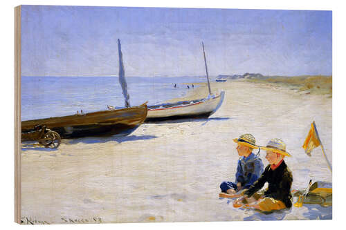 Trebilde Two boys sitting in the sunshine on skagen beach