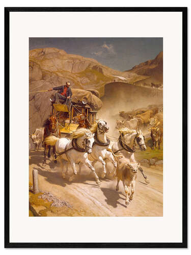 Gerahmter Kunstdruck Die Gotthard-Post, 1873