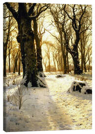 Canvas print A Wooded Winter Landscape with Deer - Peder Mørk Mønsted
