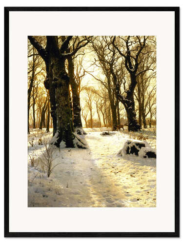Framed art print A Wooded Winter Landscape with Deer