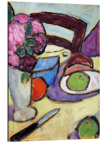 Aluminium print Still Life with a chair and a vase