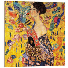 Trätavla  Kvinna med solfjäder - Gustav Klimt