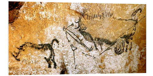 Quadro em PVC Höhle von Lascaux 17000 v. Chr. Gesamtansicht der 'Szene des Schachtes'.