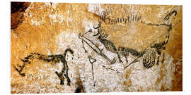 Foam board print Höhle von Lascaux 17000 v. Chr. Gesamtansicht der 'Szene des Schachtes'.