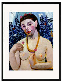 Gerahmter Kunstdruck Selbstporträt Halbakt mit Bernsteinkette II