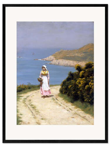 Ingelijste kunstdruk Path along the cliffs