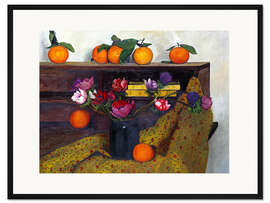 Gerahmter Kunstdruck Stillleben mit Anemonen und Orangen, 1924