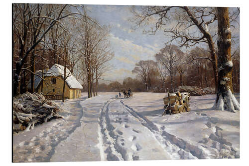 Alubild Eine Schlittenfahrt durch eine Winterlandschaft. 1915