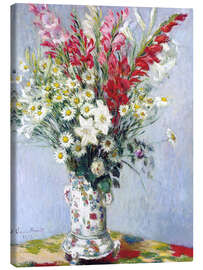 Canvastavla Bouquet of gladioli, lilies and daisies