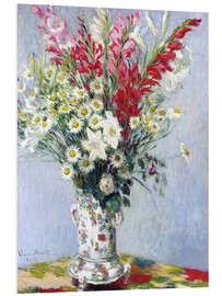 Foam board print Bouquet of gladioli, lilies and daisies