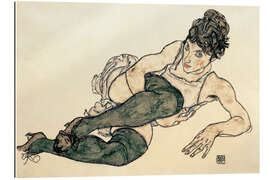 Stampa su plexi-alluminio Reclining Woman with Green Stockings