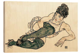 Wood print Reclining Woman with Green Stockings