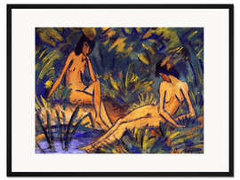 Gerahmter Kunstdruck Sitzende Mädchen am Wasser. Um 1914-16