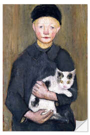 Naklejka na ścianę Boy with a cat