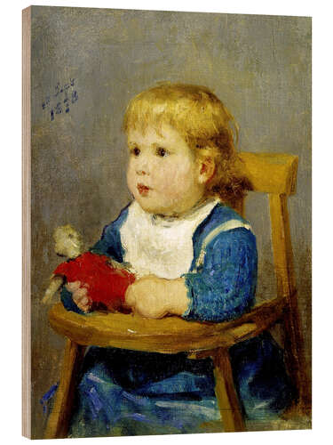 Holzbild Mädchen im Kinderstühlchen, 1878