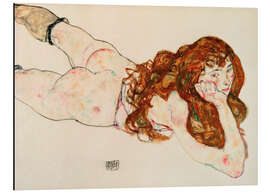 Magnettafel Auf dem Bauch liegender weiblicher Akt mit rotem Haar