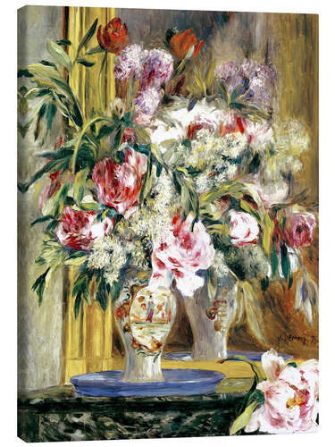 Canvastavla Vase of flowers in front of the mirror