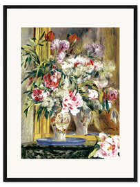 Gerahmter Kunstdruck Vase mit Blumen vor dem Spiegel