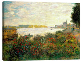 Canvas print  Red flowers on the banks of the Seine at Argenteuil - Claude Monet