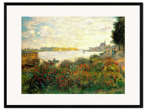 Kunsttryk i ramme Argenteuil, Flowers by the Riverbank