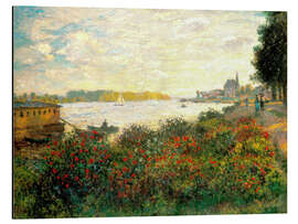 Magnettafel Rote Blumen am Ufer der Seine bei Argenteuil