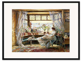 Gerahmter Kunstdruck Lesende am Fenster