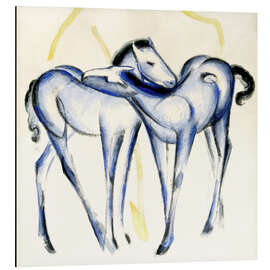 Aluminium print Two blue horses