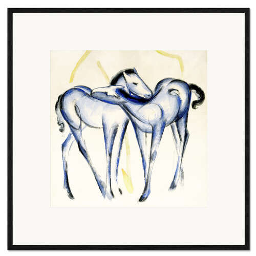 Plakat artystyczny premium w ramie Two blue horses