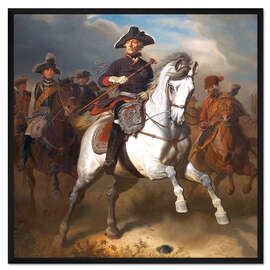 Gerahmter Kunstdruck Friedrich der Große zu Pferde