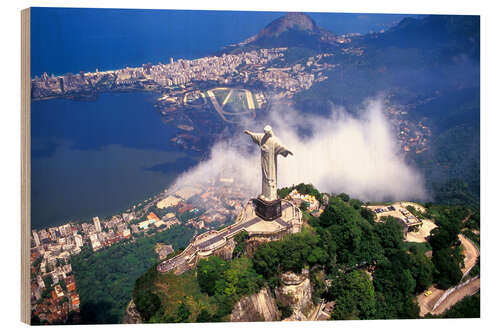 Wood print Christ over Rio de Janeiro