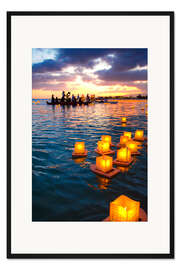 Gerahmter Kunstdruck Laternenschwimmfest auf Hawaii