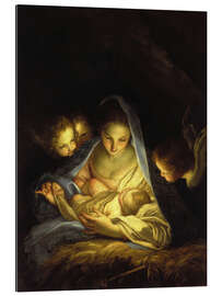 Gallery print Mary with the Christ child bent over the crib