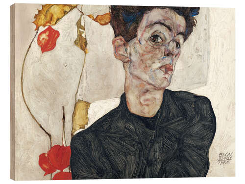 Hout print Zelfportret met jodenkersen