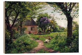 Tableau en bois A goat grazing in a summer garden, Tyllinge